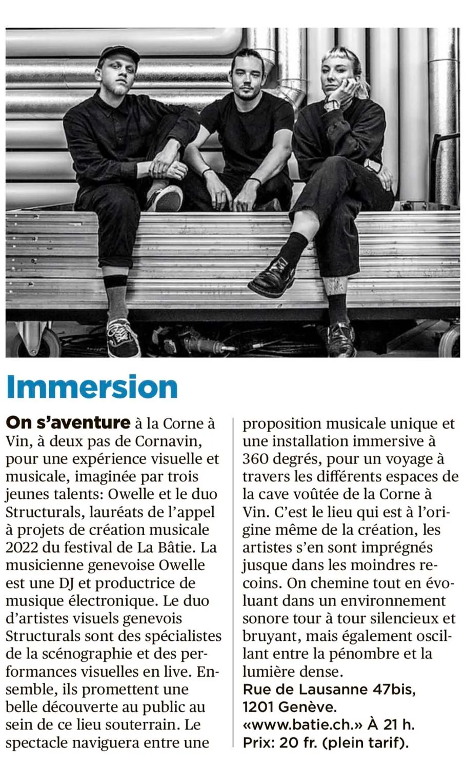 Dimensional Convergence, by Structurals, for Festival La Bâtie, 2022 (press picture 1)