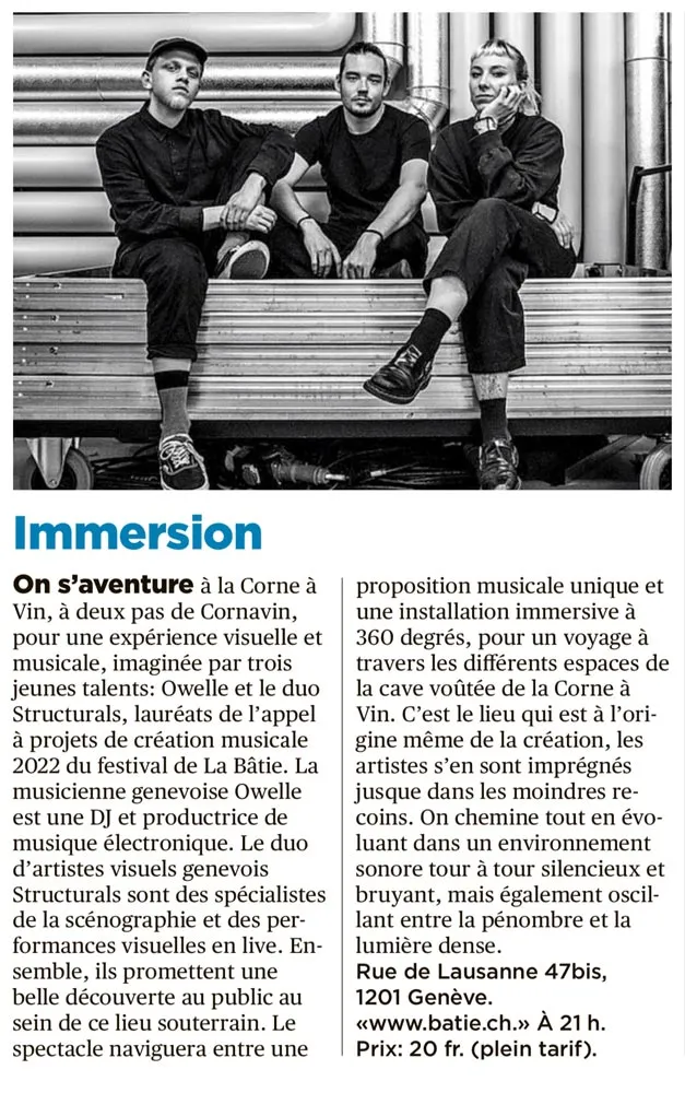 STRUCTURALS x OWELLE - Tribune de Genève (2022)